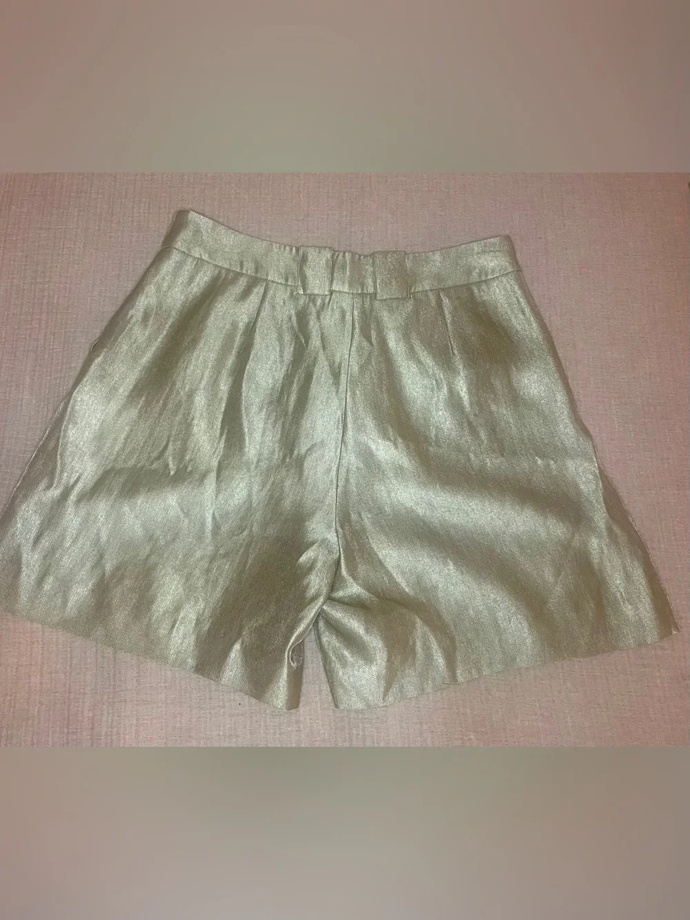 A|X Armani Exchange Champagne Metallic Shorts 14 High Rise Pleated